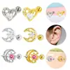 Gabei Europea y Americana Transfronteriza 3D Luna Hélice de Oreja Clavo Corazón Forma Zirconia Hélice de Oreja Clavo Perforación Joyería Fábrica en Stock