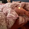 Conjunto de quatro peças em puro algodão escovado estilo retrô francês, nova coleção 2025, capa de edredom 100% algodão, conjunto de cama e lençol com elástico