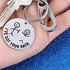Llavero redondo de acero inoxidable con grabado personalizado, regalo divertido para amigos.