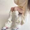 Calcetines de punto estilo subcultura personalizado japonés rotos de pierna ancha calcetines de mendigo acampanados cubre piernas de pila para mujer otoño e invierno cálidos