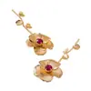 Pendientes de Flor Incrustada de Moda de Nicho de Alta Gama de Venta Caliente Transfronteriza Adecuados para que las Mujeres los Usen en Vacaciones Diarias y Fiestas