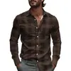 Camisa de Hombre a Cuadros y Rayas Primavera Un Botón Diseño de Solapa 2025 Ligera Corte Holgado Moda
