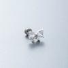 Pendientes Henson con forma de mariposa y circonita blanca en forma de hueso para la oreja, con tornillo de acero de titanio y perforaciones avanzadas.