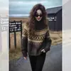 Suéter para Mujer 2026 Nuevo Estilo de Invierno, Absolutamente Impresionante y Muy Atractivo, Elegante Suéter de Punto Fair Isle Color Café Retro de Cuello Alto para Invierno