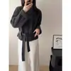 Suéter de Punto de Cuello Alto Estilo Coreano de un Solo Botón con Mangas Largas para Mujer 2025 Otoño e Invierno Nuevo Top de Moda de Alta Gama Elegante y Relajado