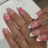 Wm-320 Blanco Rosa Francés Flor Falsas Uñas Almendra Transfronterizo Chica Caliente Impatiens Francesa 24 Piezas Uñas Portátiles Puntas Wholesale