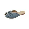 Mules Femininas Slip-On Peep-Toe com Laço, Moda de Verão, Salto Baixo, Estilo Feérico, Novo Modelo 2026, Versão Coreana, Versátil