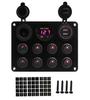 Rv Interruptor Ojo de Gato de 8 Bits Panel Combinado Redondo Caja de Fusibles para Coche Voltímetro Toma de Corriente Cargador USB Dual para Coche