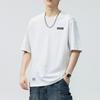 Camiseta de verano para hombre, estilo japonés, holgada, estampada, de peso pesado, 230 g, nueva, informal, de manga corta, tendencia en azul y gris.