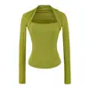 Ins Ropa de mujer estilo europeo y americano al por mayor 2026 Otoño Nuevo Pura Deseo Sexy Cuello Cuadrado Manga Larga Ajustado Capa Base
