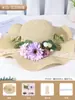 Sombrero Floral Forma de Ola Sombrero de Paja para Adulto Kit de Materiales Hechos a Mano DIY Flores Secas Regalo para el Día del Maestro Decoración de Jardín de Infancia