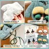 Guantes de Lana con Cuello Halter Estilo Ins Lindo para Niños, Guantes de Manopla Engrosados a Prueba de Viento y Frío, Guantes Cálidos para Otoño e Invierno