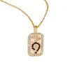 Colgante de Nicho Estilo Europeo y Americano Acero Inoxidable Chapado en Oro de 18K Aceite Goteando Lleno de Diamantes Doce Constelaciones Collar Cuadrado Colorido para Mujer