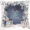 Capas de Almofada Impressas de Natal Transfronteiriças, Capas de Almofada de Boneco de Neve e Papai Noel, Almofadas para Sofá de Carro, Personalização Suportada