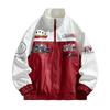 5588 Primavera, Outono e Inverno Roupa de Corrida para Casal Jaqueta Bordada Jaqueta de Couro Marca Tendência para Motocicleta Jaqueta Solta e Mais Fácil de Combinar com Gola Alta para Homens