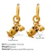 Brincos Pingente Urso Dinossauro Nova Moda Europeia e Americana High-End DIY Aço Inoxidável Banhado a Ouro 18K Brincos Criativos para Mulheres