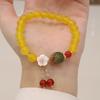 Pulsera de Ágata Amarilla Natural Pulsera Joyería Pulsera Vintage Estilo Étnico Chino Colgante de Flor