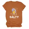 Salty Todos los Sabores Europeos y Americanos Estación Independiente de Ebay Camiseta de Manga Corta con Cuello Redondo para Mujer, Moderna e Interesante