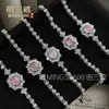 Pulsera de Hueso de Caballo de Hielo de Gama Alta para Mujer con Incrustación Completa de Diamantes de Lujo, Joyería de Ágata Verde Jade, Chalcedony Rosa Suministro en Vivo