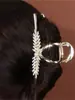 Pinza para el pelo de trigo para mujer, recogido en la parte posterior, pinza grande para el pelo, elegante pinza de tiburón de metal de alta calidad, tocado, nueva horquilla
