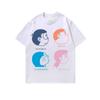 Estilo americano High Street National Fashion Cartoon Impresso Antigo Bottoming Ins Heavy Washed Old Loose All-match Short-sleeve T-shirt para homens
