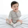 Macacão de Bebê Menta Verão Novidades Macacão de Bebê Manga Longa Roupas de Verão para Bebê Macacão Canelado