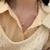 Colar de Prata Esterlina S925 com Pérola e Pedra da Lua para Mulheres, Design de Nicho, Moderno e Elegante, Não Desbota, Acessório de Corrente de Clavícula Empilhável