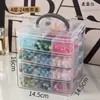 Caixa de Armazenamento Transparente com Contas Feita à Mão Contas Soltas Contas Esmaltadas Grande Capacidade Ornamento de Mesa Joias Brincos Caixa de Joias