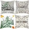 Funda de Cojín Navideña de Dibujos Animados de Papá Noel de Amazon Decoración para Fiesta Navideña Cojín para Sofá Funda de Cojín para Dormitorio Mesita de Noche