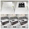 Suporte de Mesa de Centro Elétrica Ajustável com Tampo Flip-Top e Controle de Voz Multifuncional, Móvel de Mesa de Chá Kung Fu, Suporte de Hardware com Controle Remoto