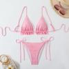Bikini Europeo y Americano 2026 Ultra-Expuesto Traje de Baño de Comercio Exterior Dividido Personalizado Vacaciones Sexy Junto al Mar Transfronterizo con Cordones Color Puro