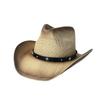 Sombrero de Paja Vaquero Clásico Popular Transfronterizo de Amazon Moda Europea y Americana para Hombre y Mujer Sombrero de Paja con Copa Dura para Protección Solar