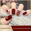 Unhas Usáveis Personalizadas, Unhas Postiças Personalizadas, Esmalte, Manicure Vermelha de Natal, Meninas Doces Europeias e Americanas