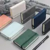 A7 Cuaderno Pequeño Mini Portátil Correa de PU Nota de Negocios Papelería Bloc de Dibujo Venta al por Mayor Personalización 64 Abierto
