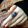 Anillo de Plata Pura Grabado a Mano de los 12 Signos del Zodiaco, Anillo Estilo Nuevo Chino Vintage Estilo Nacional, Anillo Abierto Ajustable