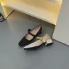 Zapatos Mary Jane de Punta Cuadrada Franceses para Mujer, 4 cm de Tacón, Estilo Verano, Adecuados para Faldas, Estilo de Noche Primavera y Otoño 2025, Zapatos de Tacón Grueso Individuales para Mujer