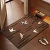 Alfombra de baño tejida de lino, estilo vintage, fácil de limpiar, resistente a las manchas, absorbente, de secado rápido y antideslizante para uso doméstico