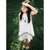 Vestido Hermoso de Vacaciones para Niñas Verano 2026 Estilo Nuevo Verano Niños Encaje Borla Estilo Étnico Vestido Blanco tipo Camiseta