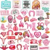 50 Piezas Parche de Tela Bordado de Mezclilla Rosa Estilo Western Parche de Guitarra Cabeza de Toro Etiqueta Bordada para Bolso de Chica del Desierto Gobi
