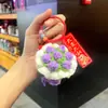 Chaveiro Mini Buquê com Buquê de Rosa Criativo Tecido com Lã para um Ano Novo do Cavalo Próspero, Pingente de Bolsa, Presente de Ano Novo
