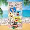 Toalha de banho de secagem rápida infantil de grandes dimensões Giz de cera Pequena nova toalha de praia Microfibra Velo de dupla face Toalha de praia com impressão digital