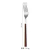 Acero Inoxidable 304 Vajilla para Comida Occidental Portuguesa Vajilla con Textura de Madera Japonesa Cuchillo, Tenedor y Cuchara con Mango de Imitación Madera Juego de Vajilla
