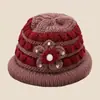 Chapéu de Tricô Outono/Inverno Feminino para Idosos, Forrado com Lã e Espesso, Chapéu Quente de Vovó para Adultos