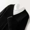 24 Otoño Invierno Nuevo Suéter de Cachemira para Hombre Cuello en V Jersey Color Sólido Tejido Casual de Negocios Manga Larga Tejido Base Suéter de Lana