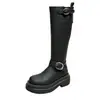 923-1 Botas Altas Sin Pintar 2025 Nuevas Botas de Caballero con Suela Gruesa para Modificar la Forma de la Pierna y Aspecto Adelgazante Botas Negras Ensanchadas