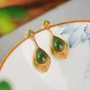 Um Veado Prata S925 Prata Esterlina Banhado a Ouro Jade Hetian Esmalte Brincos Pendentes Estilo Nacional Elegante Elegante Elegante Elegante Elegante Elegante Brincos