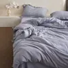 Lujo Ligero, Ritmo Lento, Perezoso Color Puro Estilo B&B Hilo Teñido Algodón y Lino Juego de Cama de Cuatro Piezas Transpirable Funda de Edredón Sábanas