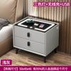 Mesa de Noche Inteligente Madera Maciza Moderna Celebridad de Internet Simple Multifuncional Lujo Ligero Carga Inalámbrica Bloqueo de Huella Digital Mesa de Noche para Dormitorio