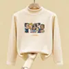 Camiseta Interior Térmica Suave de Media Altura para Niños de Primavera y Otoño, Top de Manga Larga Estampado para Niñas de Otoño e Invierno, Top Cálido de Moda
