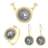 Traje de joyería de moneda antigua de la diosa brillante de Pinxi del mes lunar diciembre transfronterizo para mujer, exquisito conjunto de lujo de tres piezas de joyería de plata de ley S925